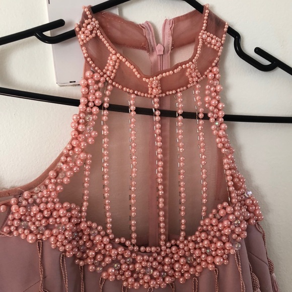 Balmain inspired cocktail dress w tassels & pearls - Picture 3 of 8